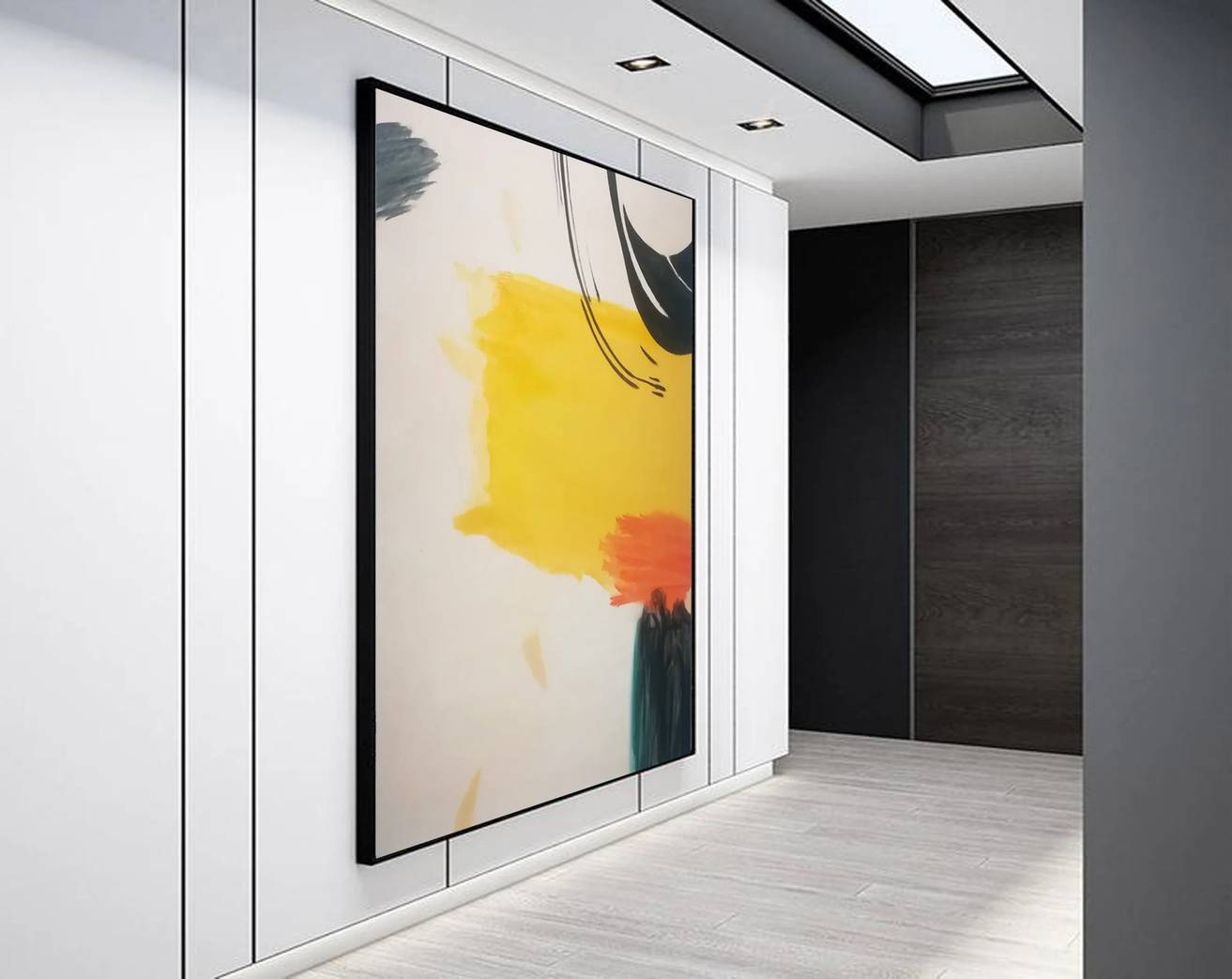 Minimal Yellow Abstract Canvas Wall Art HJM87 wall art